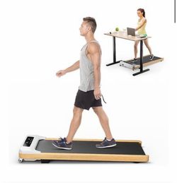 Costway - Walking Pad Under Desk Treadmill with Remote Control for Home/Office LED Display - Gray/Black/Natural
