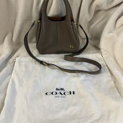Coach Outlet Lana Shoulder Crossbody Purse Bag Dark Stone Leather 23