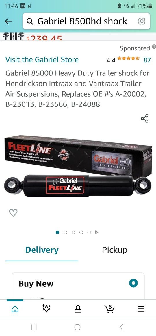 New Gabriel Fleetline 8500 HD Shock