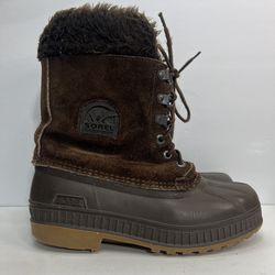 Sorel Kaufman Brown Leather Winter Snow Boots with Removable Liners