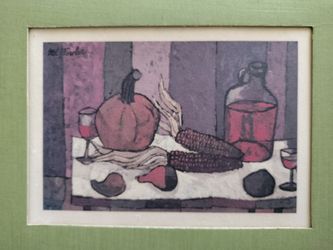 Vintage Signed Mel Fowler Litho MCM Still Life Print Rare