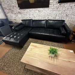 Blue Leather Sectional