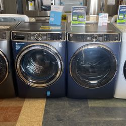 GE-Blue Sapphire Front Load Washer And Electric Dryer Laundry Set‼️