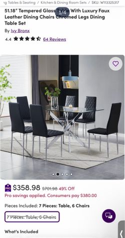 6 chair glass table