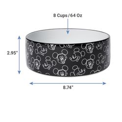 MICKEY MOUSE BLACK & WHITE CERAMIC BOWL 
