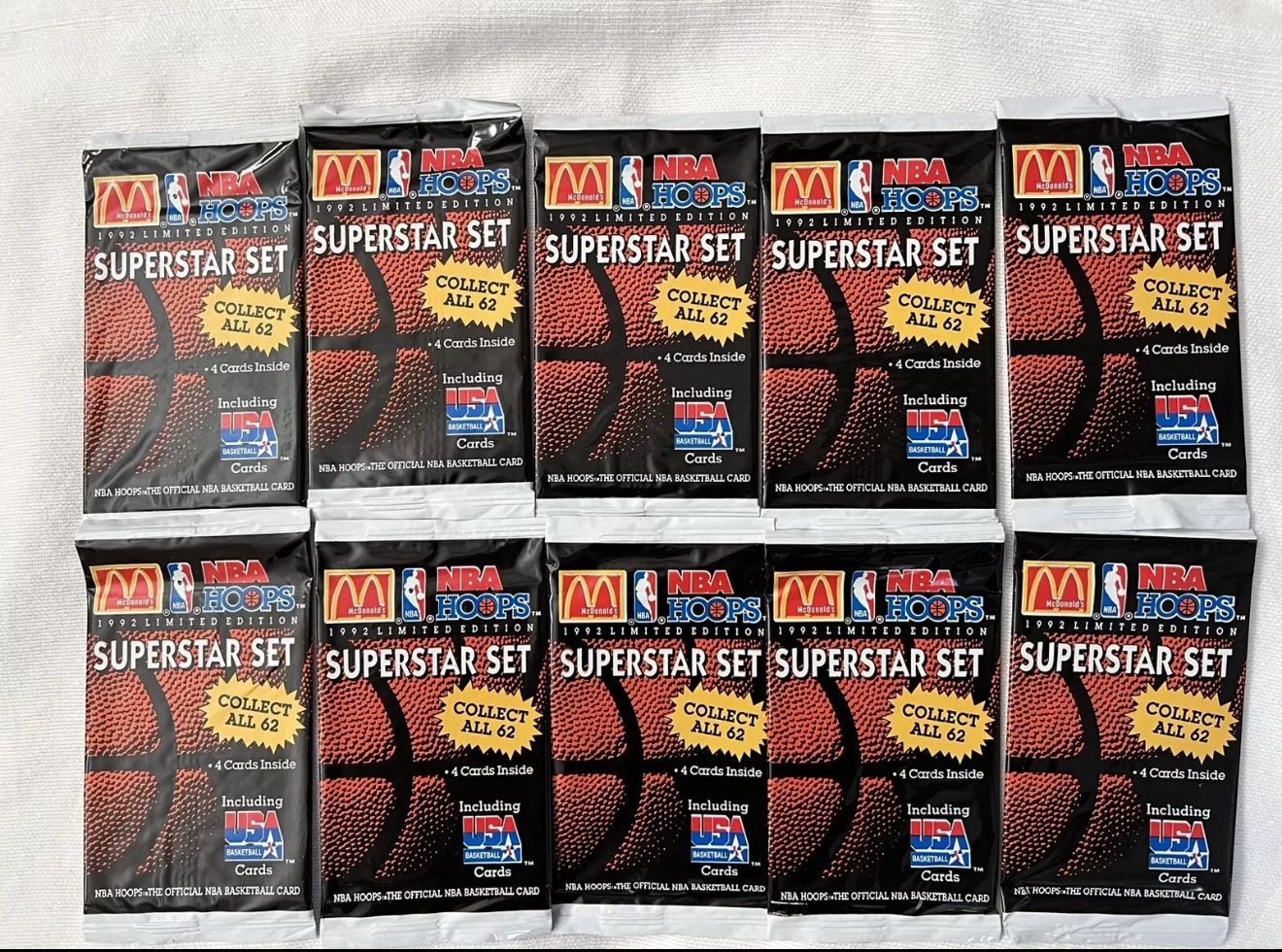 NEW 1992 McDonald’s NBA Hoops Limited Edition Superstar Set Unopened 10 PACKS
