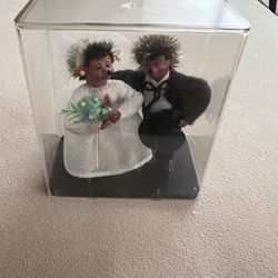 Vintage Hedgehog Figurine Wedding Cake Topper