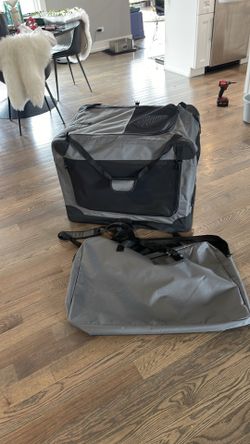 Dog travel, carrier, cat pet with carrying case collapsible heavy duty material travel vacation crate carrier