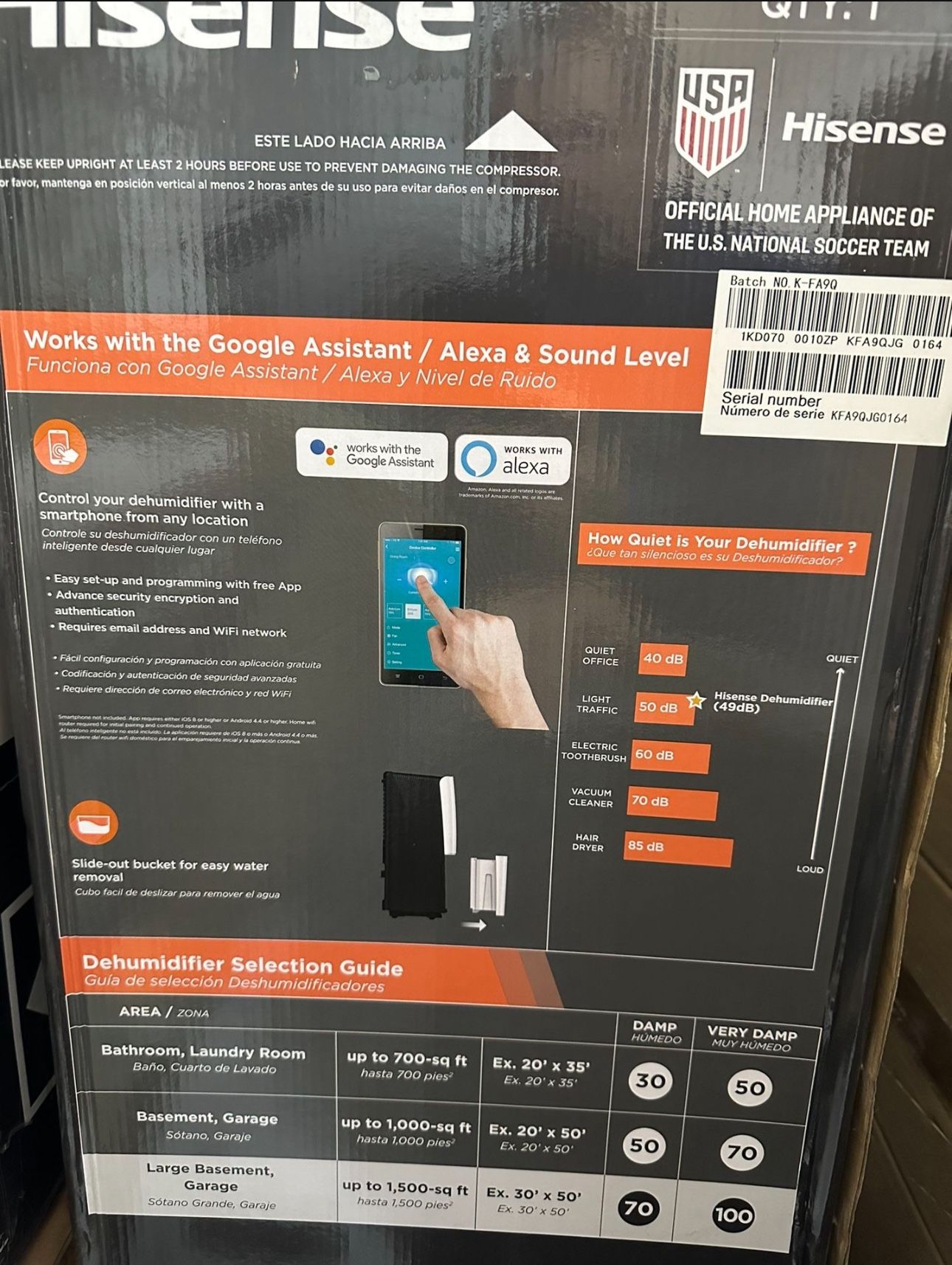 Hisense 50-Pint 2-Speed Wi-Fi Connected Dehumidifier