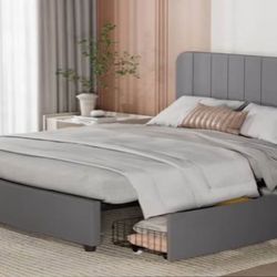 Brand new Queen bed frame with headboard and Four drawers