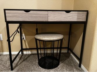 DKNY desk with stool and built-in power/USB port