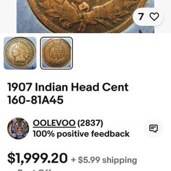 1907 Indian Head Penny Rare