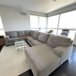 Luxurious Large Gray Sectional Couch.