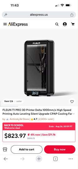 FLSUN T1 Pro 3D Printer, 1000mm/s High-Speed Printing, 60℃ Chamber Heat, Fully Auto Leveling and AI Camera, Support 300°C Print