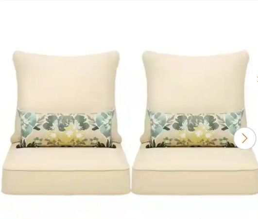 Aoodor 23 in. W x 25.6 in. D Outdoor Lounge Chair Seat/Back Cushion with Piping (Set of 2)