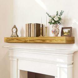 60'' Rustic Solid Wood Fireplace Mantel Shelf