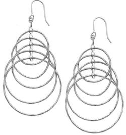 X & O Women's Silver Plated Multi-Link Hula Hoop Dangle Drop Cascading Earrings