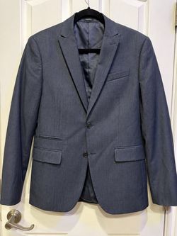 Men’s Charcoal Gray Pinstripe Blazer – Two Button Slim Fit Sport Coat