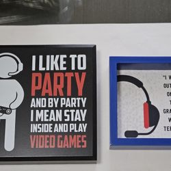 Video Gamer Wall Decor Set Of 2
