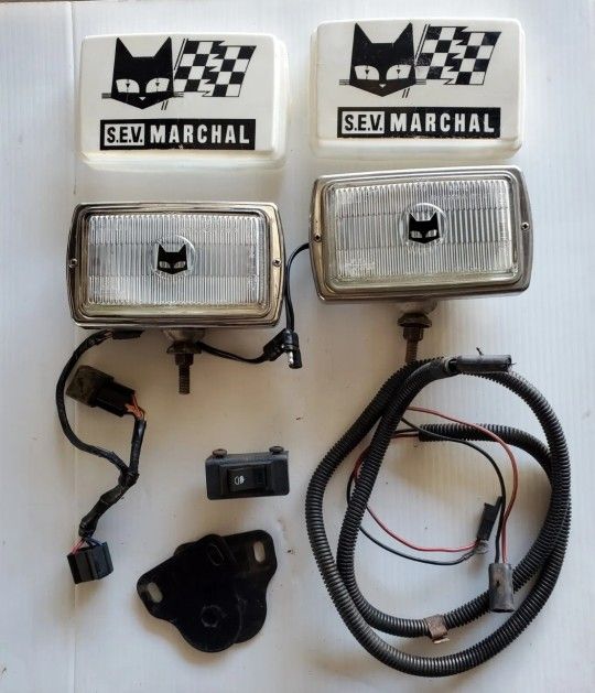 Marchal 850GT For JEEP CJ7 Fog lights, Switch, Wiring Mounts complete set.