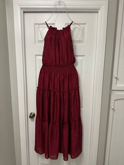 Red Tiered Maxi Dress with Spaghetti Straps