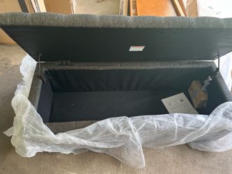 Tufted Charcoal Grey Storage Bench