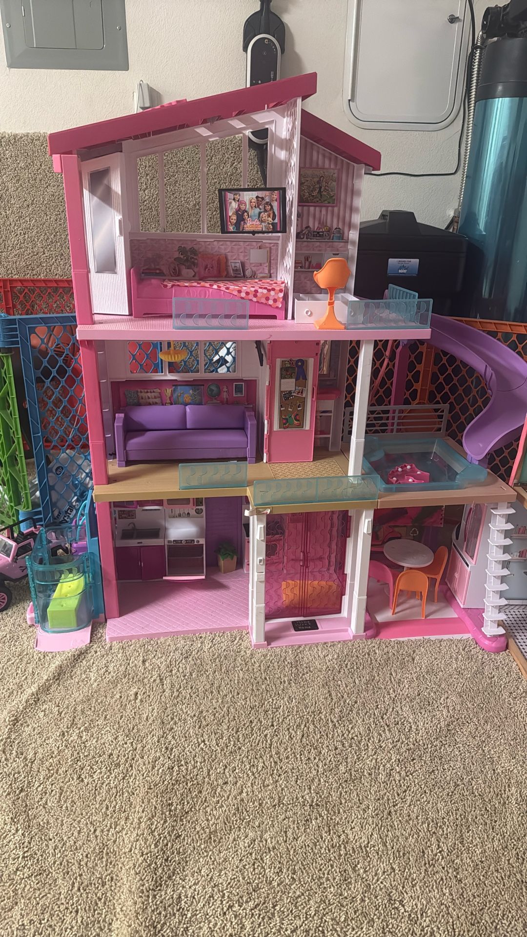 Barbie Dream House Doll House With All Furniture And Accessories