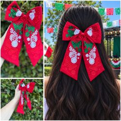 Mexican Independence Day Red Tricolor Butterfly Hair Bow - Moño Rojo Mariposa Tricolor Mexicano