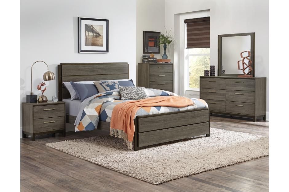 4 PIECE FULL SIZE BEDROOM SET ANTIQUE GRAY BROWN FINISH JUEGO MATRIMONIAL