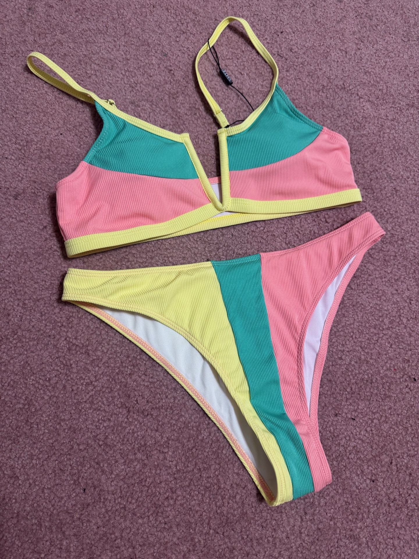 New medium yellow bikini swimsuit bathing suit swim
