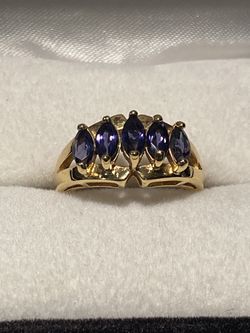 Silver Ring with Blue stones Size 7 ¼”