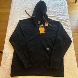 Ariat Hoodie Sweatshirt Mens XL Tall Black Rebar Workman 1/4 Zip Water Repellent