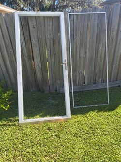 Aluminum Storm Security Glass Screen Door Broken Glass Front Rear Home