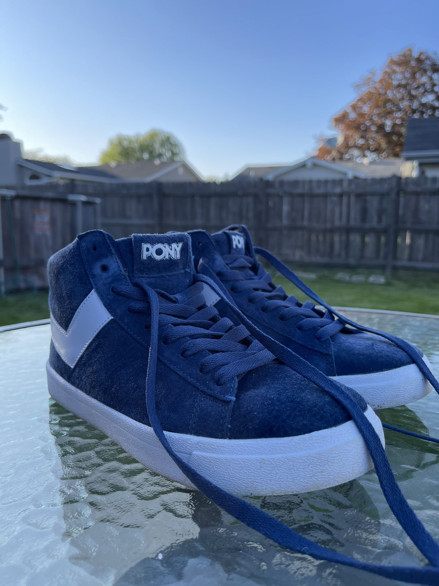Women’s Pony Classic 90s Retro Blue Suede Lace Up High Top Sneakers Size 7.5