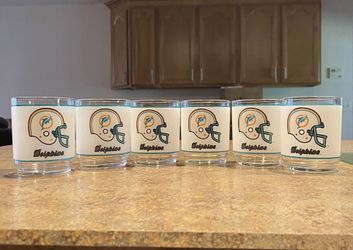 Vintage 1980’s Mobile NFL Miami Dolphins Frosted Cocktail Glasses
