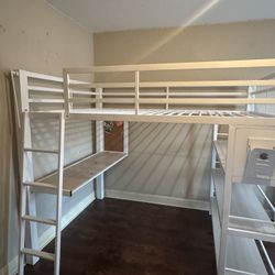 White Full Size Loft Bed