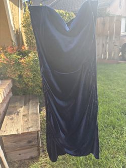 Strapless Navy Blue Dress