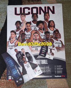 3 PACK: 24-25 CT UCONN MENS BASKETBALL CONN. HUSKIES POSTER, ROSTER, DIARRA CARD