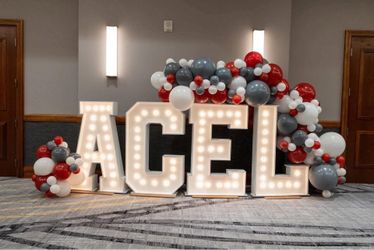 Marquee letters and balloons