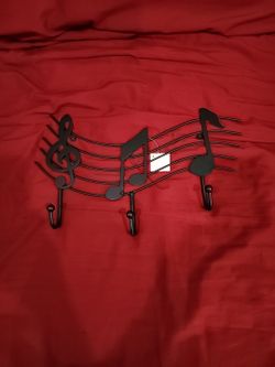Music Note Clothing Coat Hook Metal Wall Decor Guitar Drums Pic Band Bedroom 16"