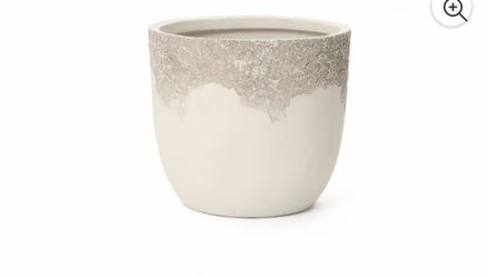 LuxenHome 15.75" Dia Off-white Large Plant Pot, Stone-like Textured Round Planter for Indoor and Outdoor Plants