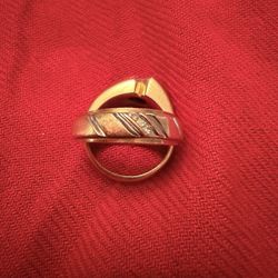 Men Gold Ring With 3 Diamonds 14k