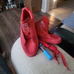 Red Suede Pumas