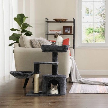 Cat Tree, Small Cat Tower, Condo, Scratching Post for Kitten, Smoky Grey 