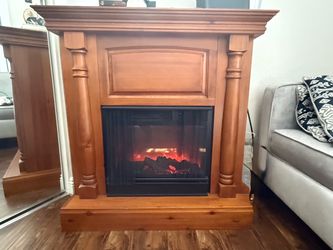 Electric Fireplace with Wood Mantel