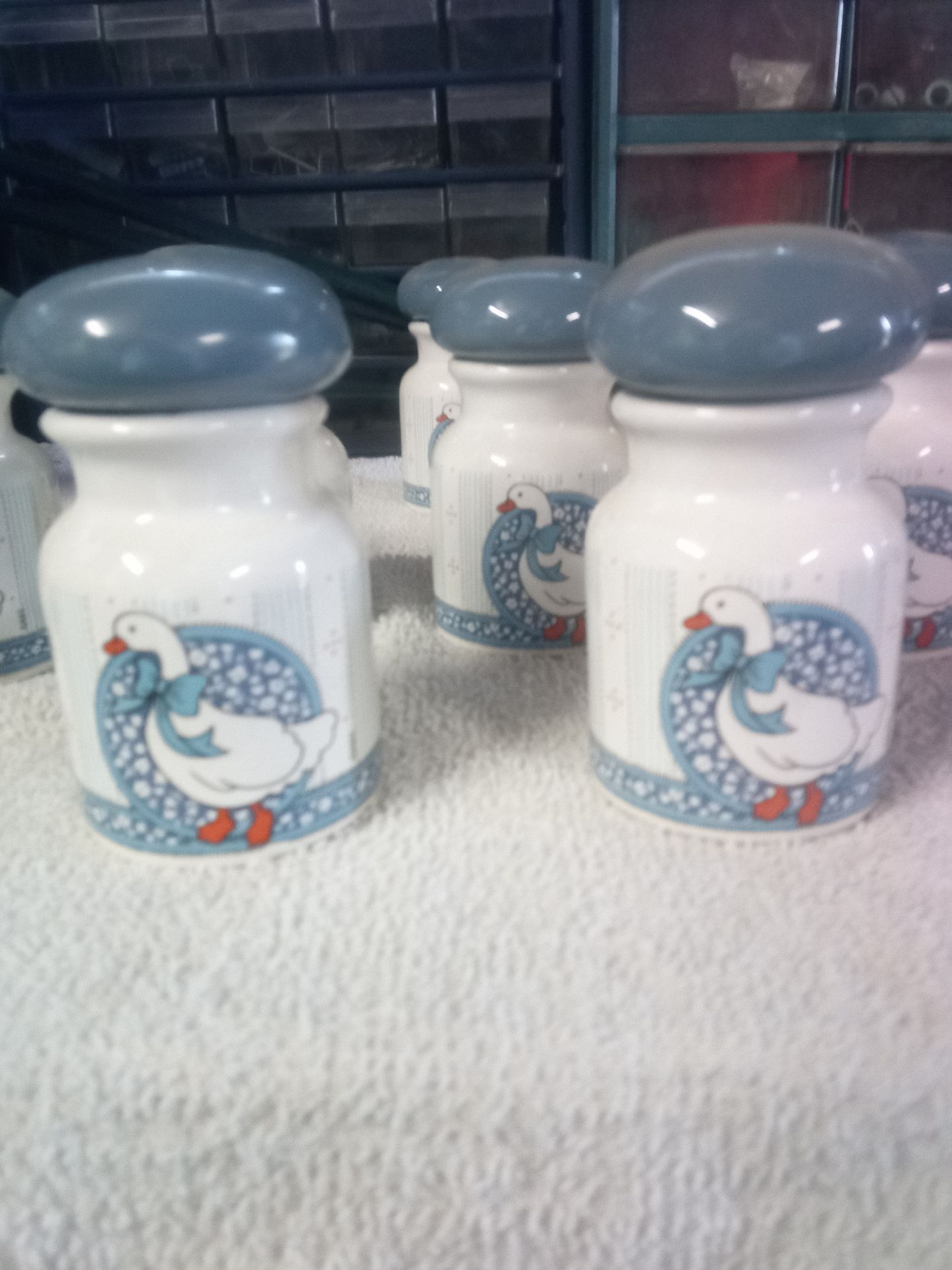Vintage Blue Goose Spice Jars