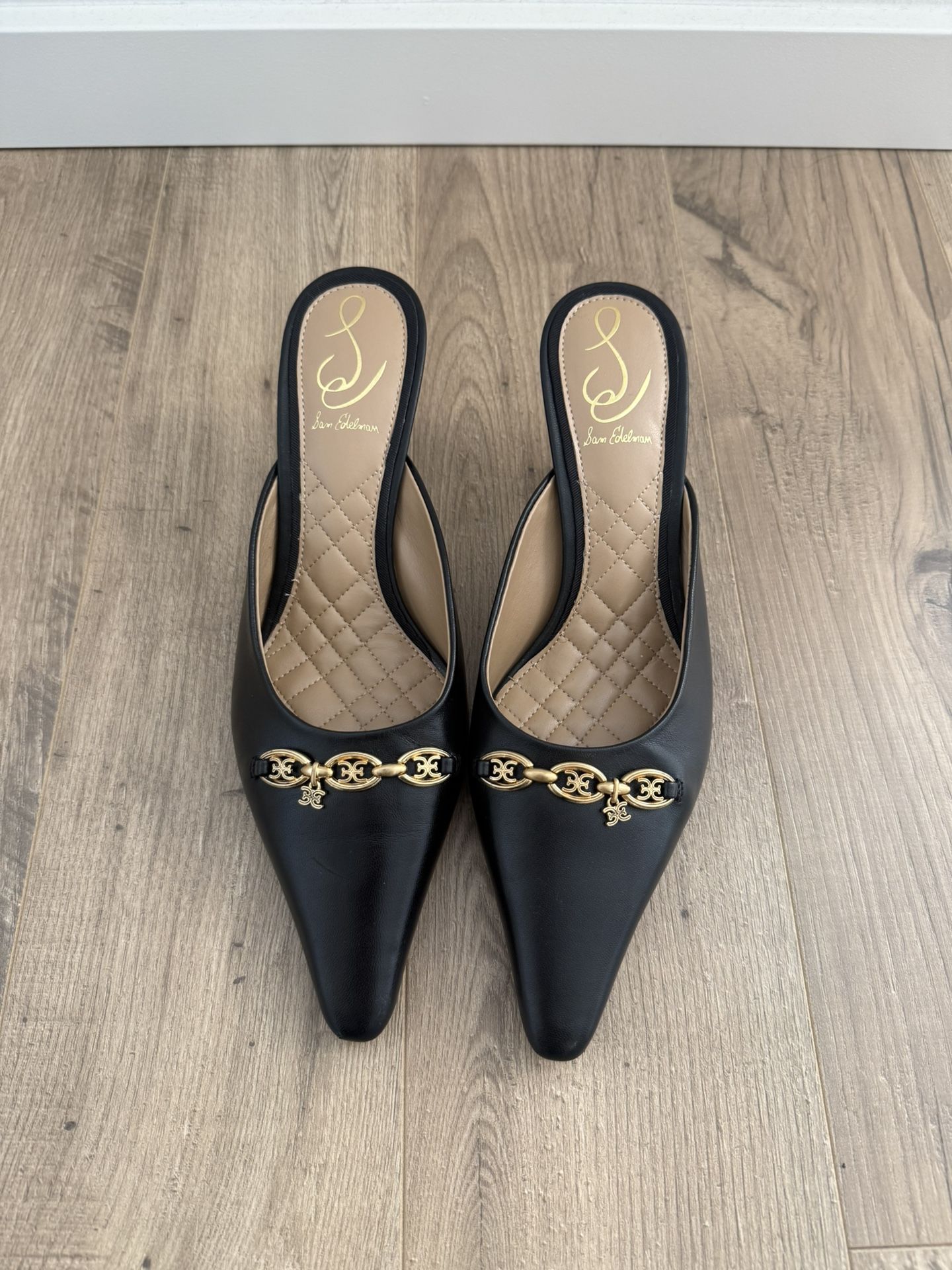 Black gold Kitten Heels ( Size 7.5)