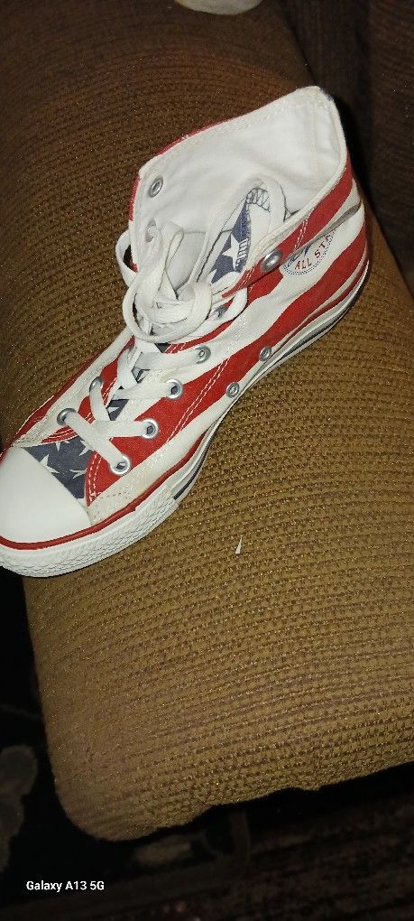 Used American Flag All Star Converse Size 7.5 Women And 5.5 Men, $35