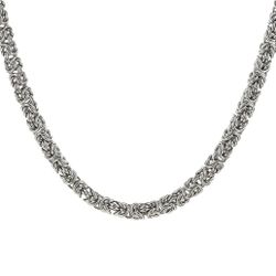 White Crystal Silver Tone Byzantine Link Necklace