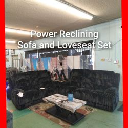 💥 Power Reclining Corduroy Sofa and Loveseat Set